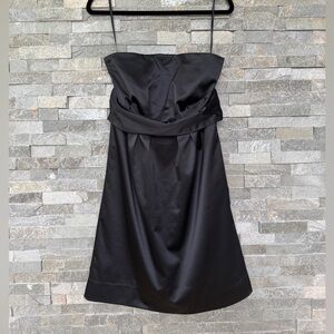 New York & Company Black Satin Strapless Holiday Party New Years Dress 10